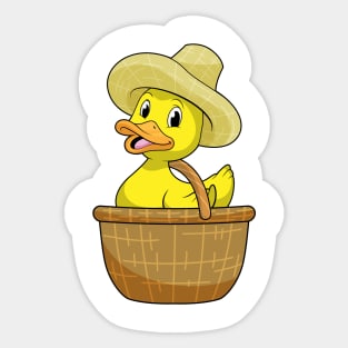 Duck as Farmer with Basket Sticker